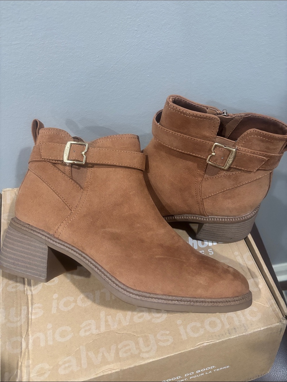 Dr. Scholl's Shoes Womens Retrospect Zipper Faux Suede Booties